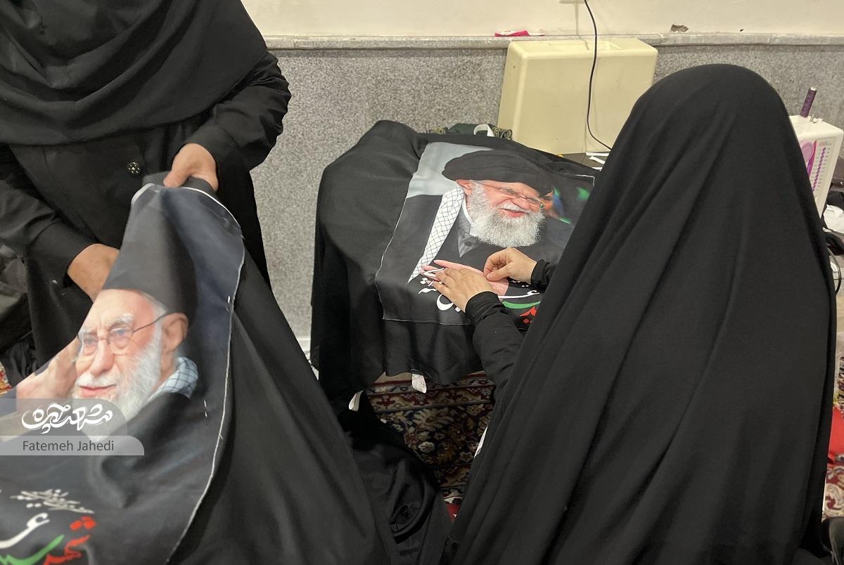 دوخت‌ودوز جهادی بانوان نیکوکار بالاخیابان برای سیاه‌پوش کردن محله