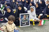 جشن دانش&zwnj;آموز در کنار دختران شهید جنگ دوازده روزه